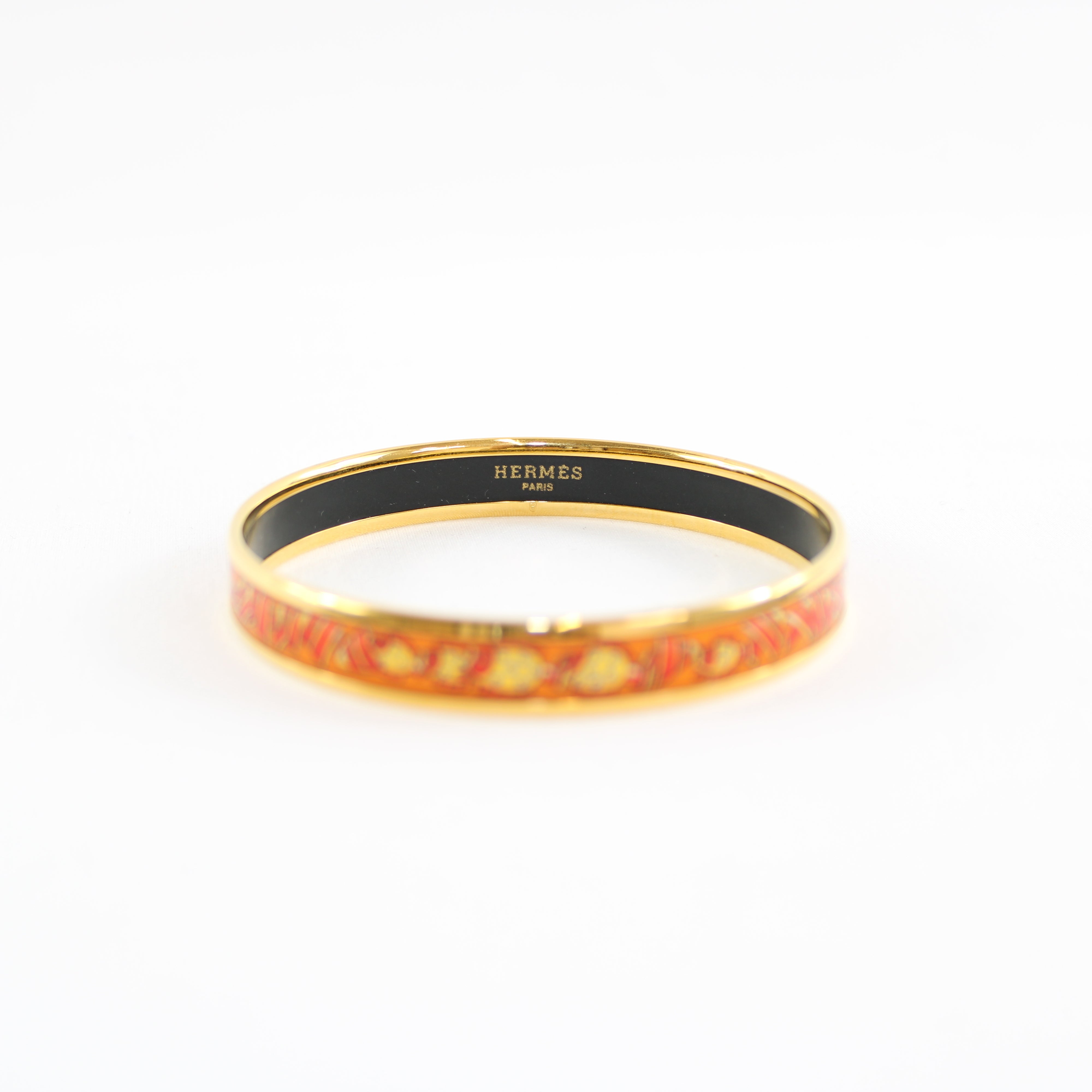 Hermes Narrow Enamel Palladium Plated Bangle with Fish Design